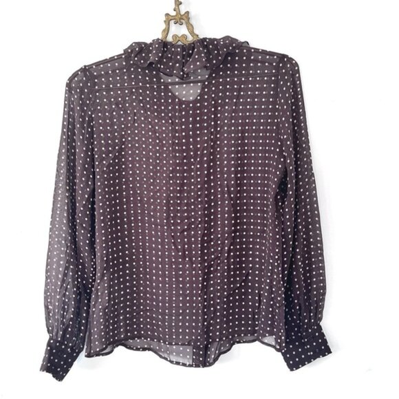 NILI LOTANNicole Espresso Dot Print Silk Blouse Sz Xs - Picture 7 of 14